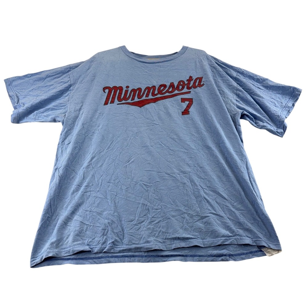 MLB T-Shirt Mens XL Blue Joe Mauer Minnesota Twins Baseball Tee Short Sleeve